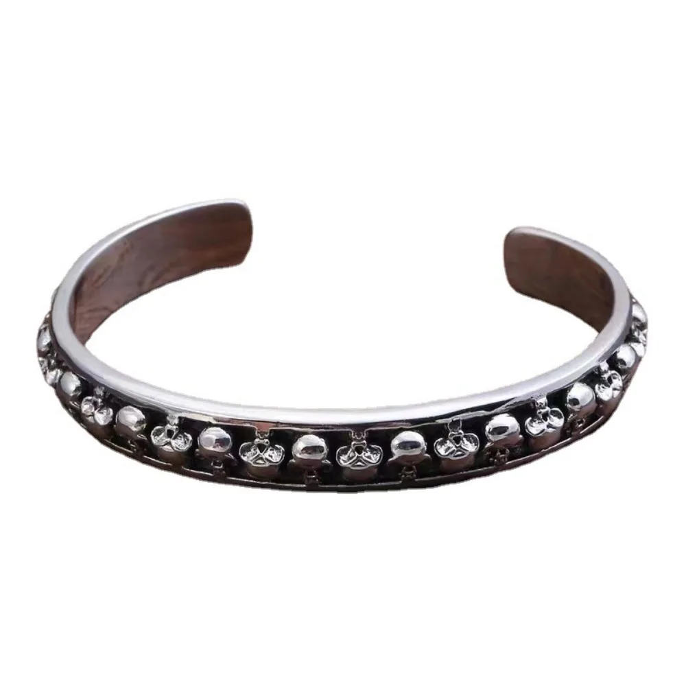 New Trend Dark Gothic Skull Hip Hop Punk Cool Creative Open Bracelet Men\'s Simple Retro Biker Bracelet Street Niche PartyJewelry