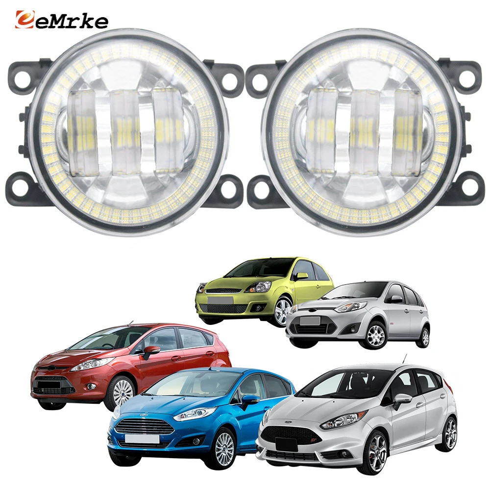 

2X Fog Lights Assembly for Ford Fiesta VI VII Fiesta ST 2008-2017 LED Angel Eyes Halo DRL Aperture Car Headlights Accessories