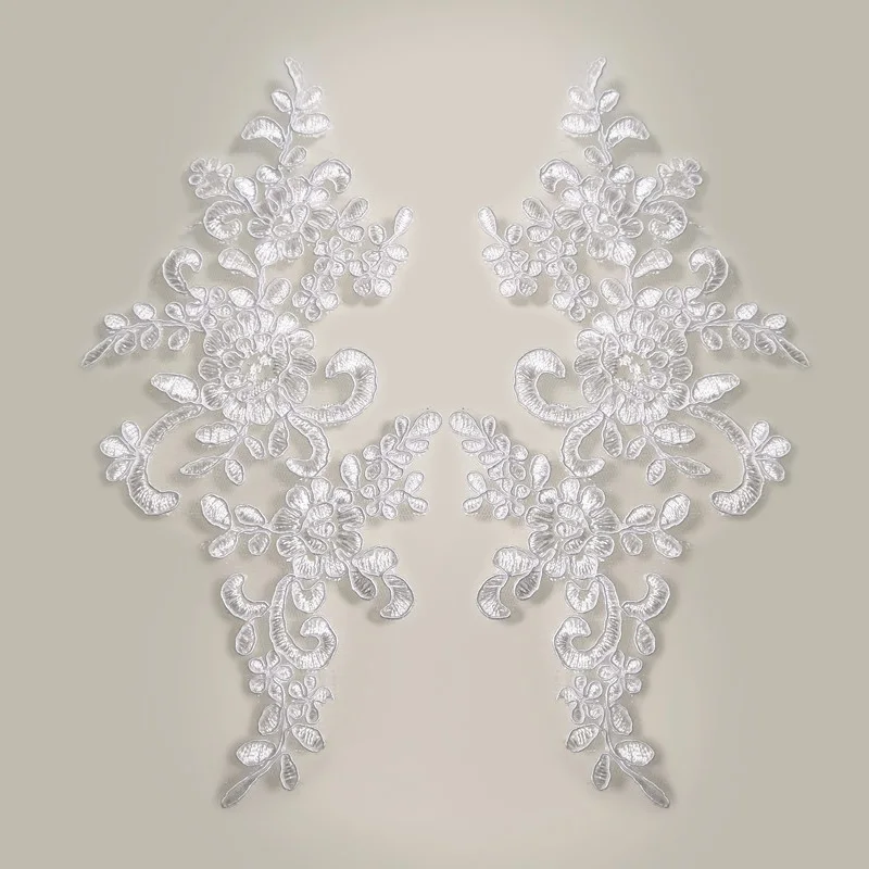 1 paio ricamo fiore Applique in pizzo cucire su Patch tessuto scollatura fai da te cucito decorazione abito artigianale accessori abito da sposa