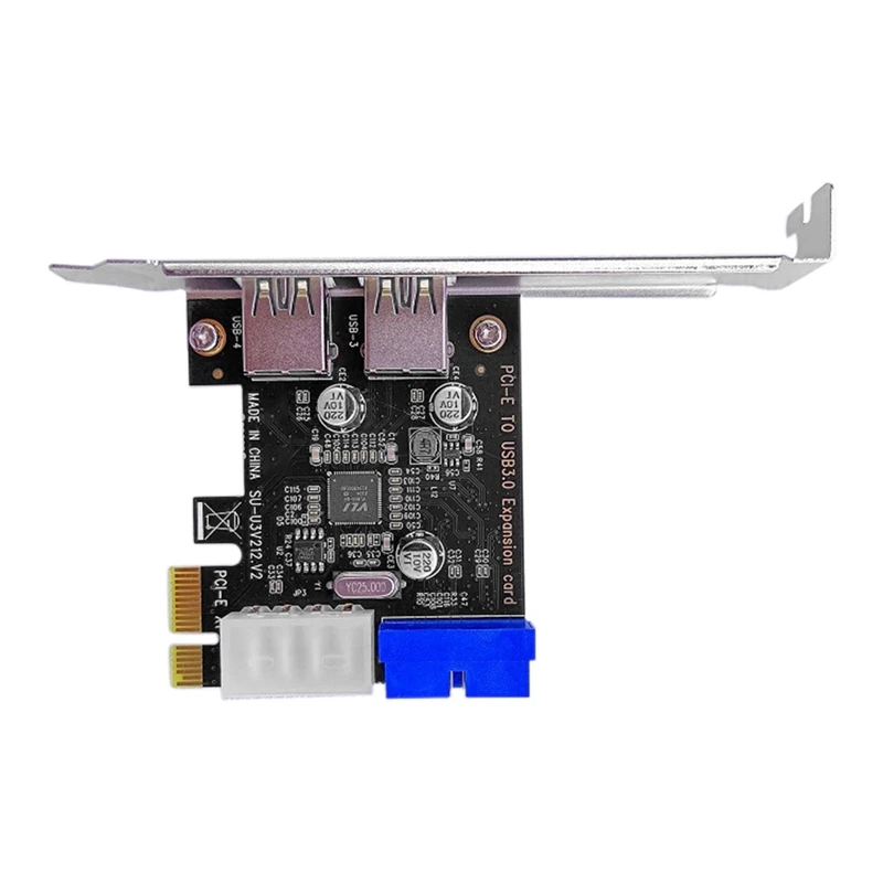 

NEW-USB 3.0 Pci-E Expansion Card Adapter 2 Port USB3.0 Hub Internal 19Pin Header Pci-E Card 4Pin Ide Power Connector