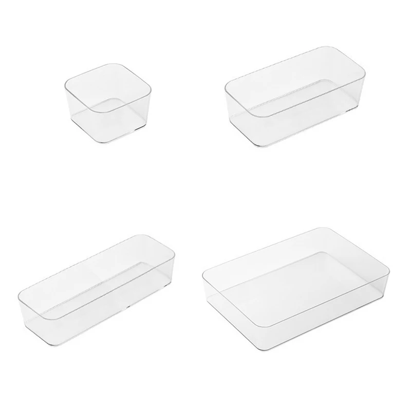 1X Drawer Organizer Transparent Boxes For Storage Organizer Box Kitchen Drawer Storage Box Cosmetic Organizer Office Divider Box