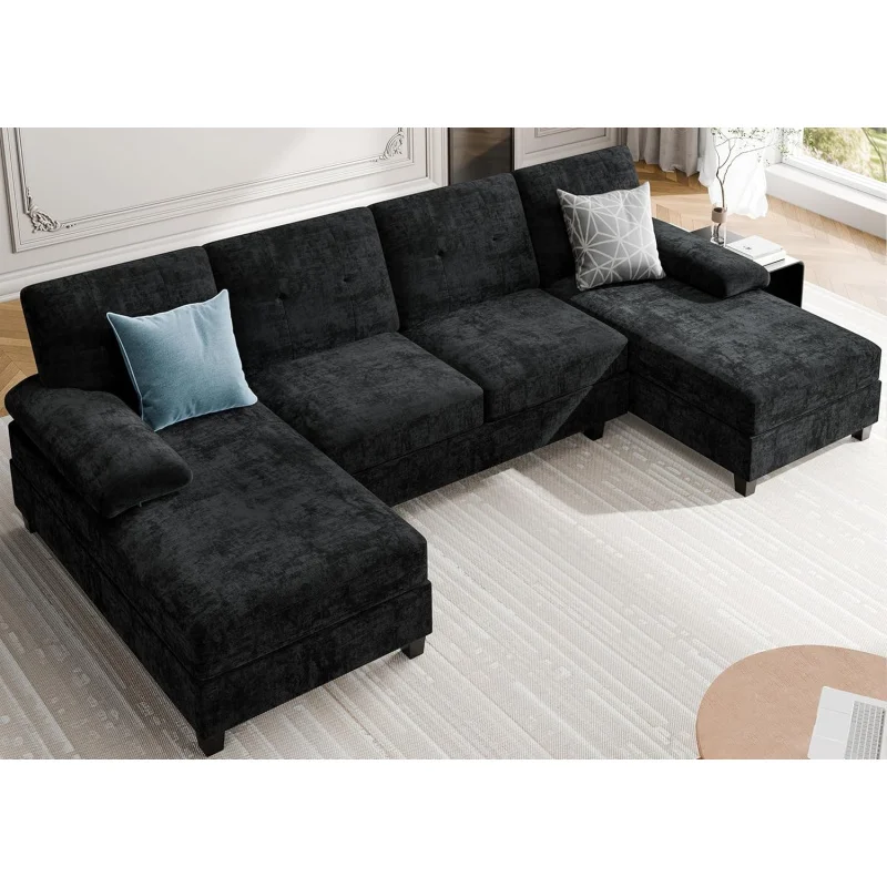 

2026：Couches Living Room, 106 in U Shaped Couch Soft Sectional Sofa with Double Chaise, Comfortable 4