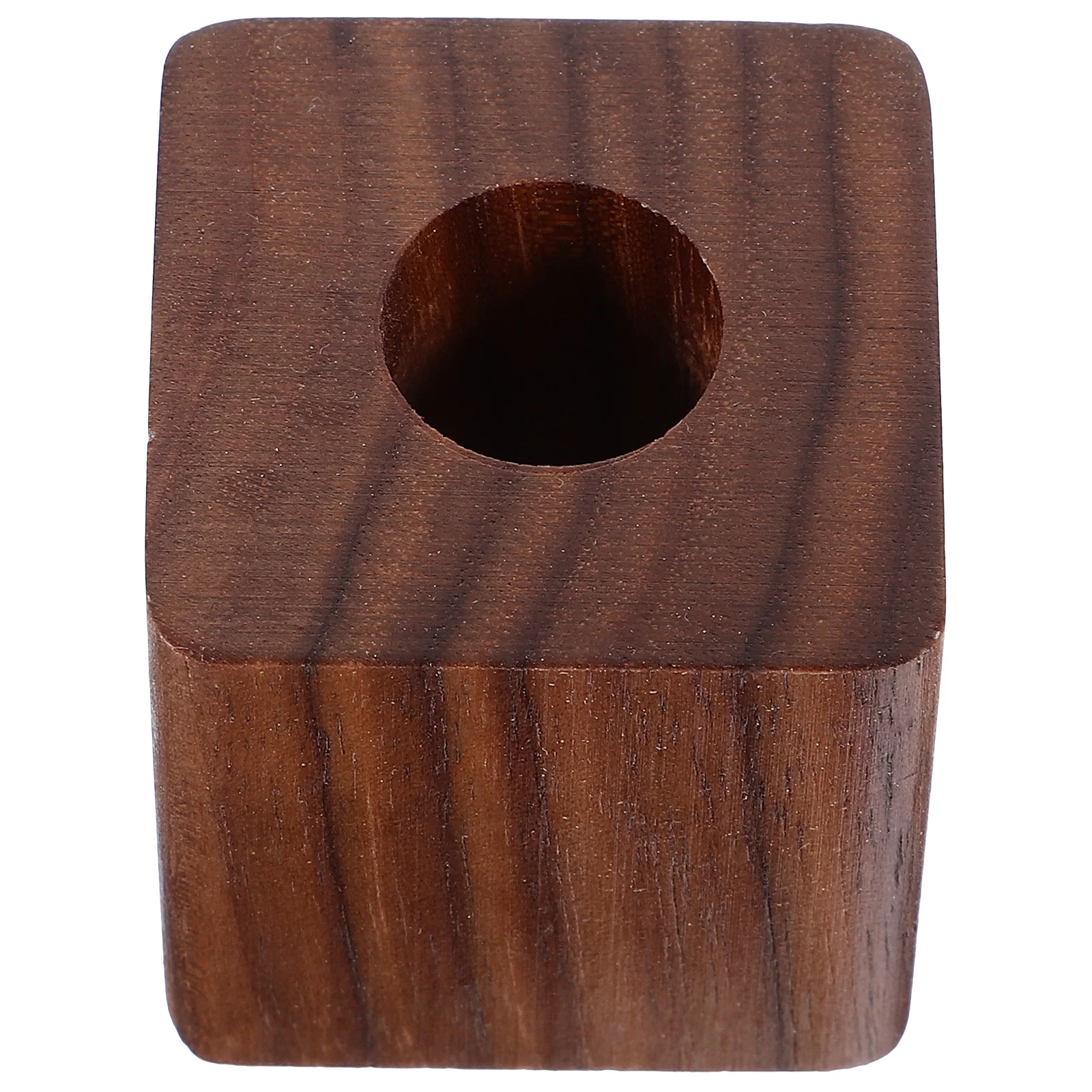 Desk Pen Holder Walnut Stand Desktop Small for Students Single Base Office Wood