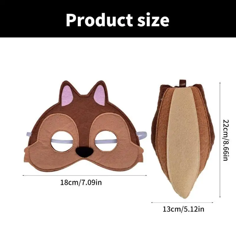 39BD Children Squirrel Dress up Costume Halloween Animal Costume Includes Animal Mask Animal Ear Headband
