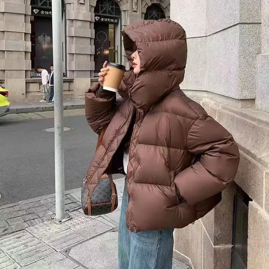 سترة قطنية قصيرة للنساء ، معطف سميك ، تصميم فضفاض ، طبعة كورية ، موضة شتوية ، جديدة ،