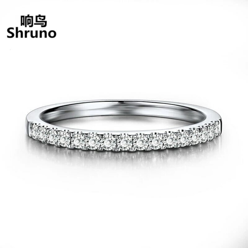 Shruno Solid 14K 585 White Gold Sparkling Diamond Ring For Lady Anniversary Engagement Fashion Simple Style Fine Jewelry