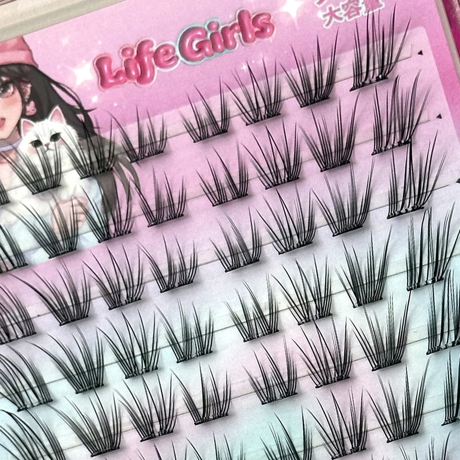 Manga False Eyelashes fox- eye cosplay No Glue Black Lashes extenstion 7-12mm Mixed Length Natural Volume Thick curled up lash