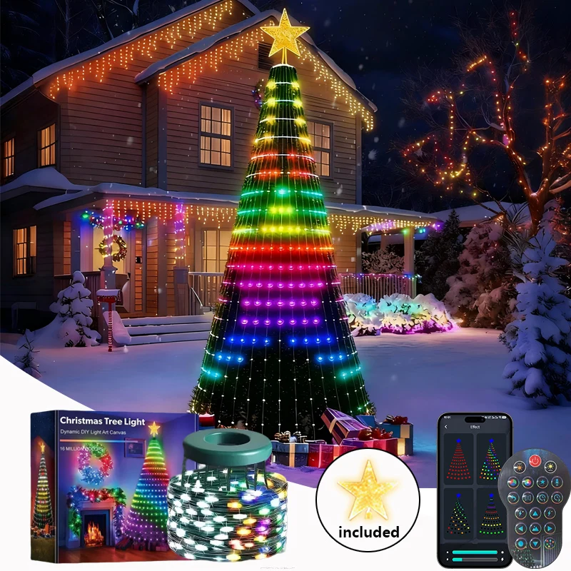 400-800LEDs Smart Christmas Tree Lights LED RGB String Lights DIY Color Pattern Music Sync Waterproof for Christmas Tree Decor
