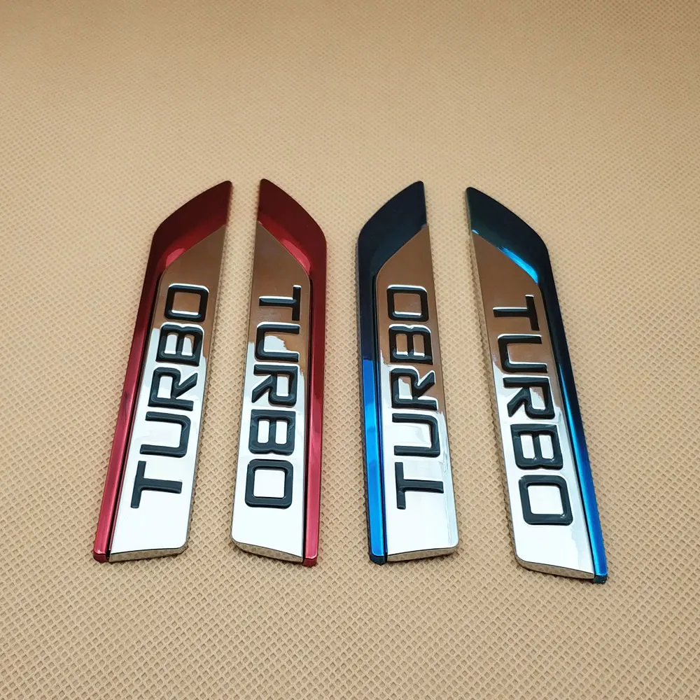 

2pcs Universal Turbo Emblem Badge Car Sticker Car Side Wing Fender Chrome 3D Decoration Decals Stickers Car Exterior Accessories