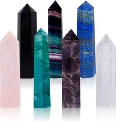 1PC Healing Crystal Wand Amethyst Rose Quartz Clear Quartz Obsidian Fluorite Labradorite Lapis Lazuli Meditation Reiki Crystal