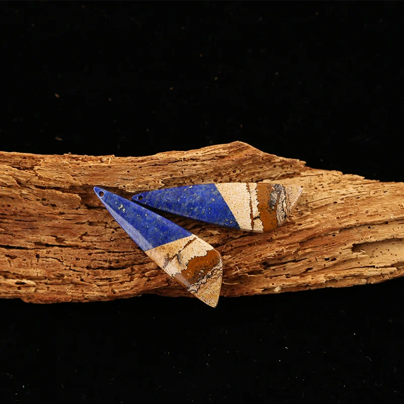 B&F Lapis Lazuli Picture Jasper  Earring Beads for Jewelry Making, Handmade Natural stones beads, Stones for Making Supplies