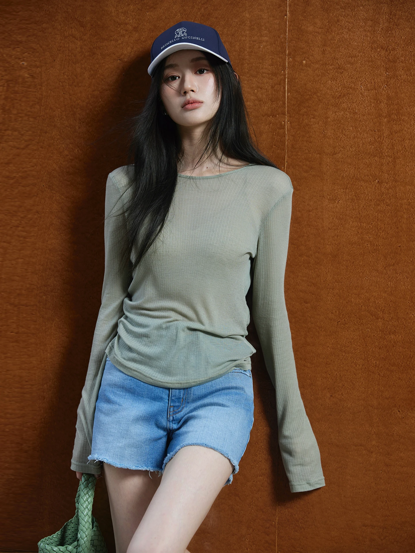 

Camelux Knitted T-irt Lenzing Wool Long Sve Slim Fit Casual round Ne Soft Breathable Women's Faion Summer Top