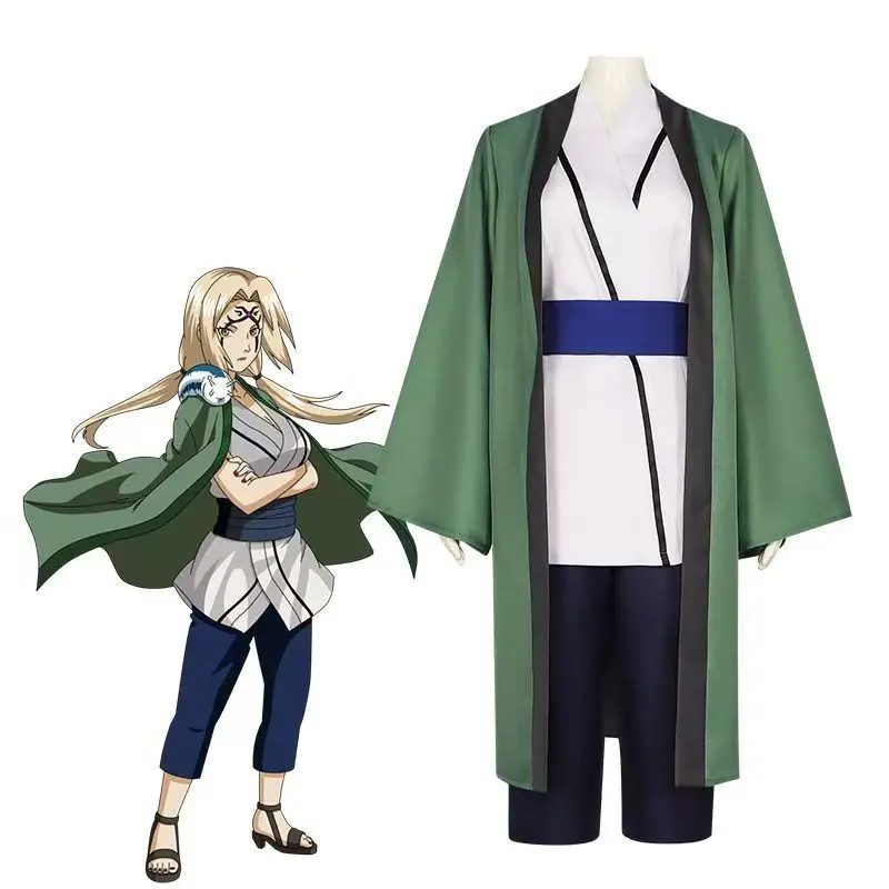 

Tsunade Cosplay Costume Full Set Fifth Hokage green Kimono Outfit For Women Comic Con Halloween Party Role Play Outfit