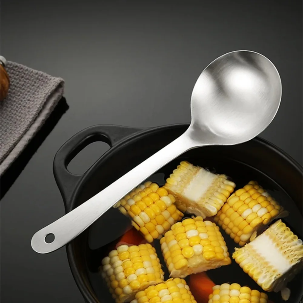 

2pcs Durable 304 Stainless Steel Soup Ladle Long Handle Deepen Rice Spoon Rust-proof Porridge Spoon Hot Pot