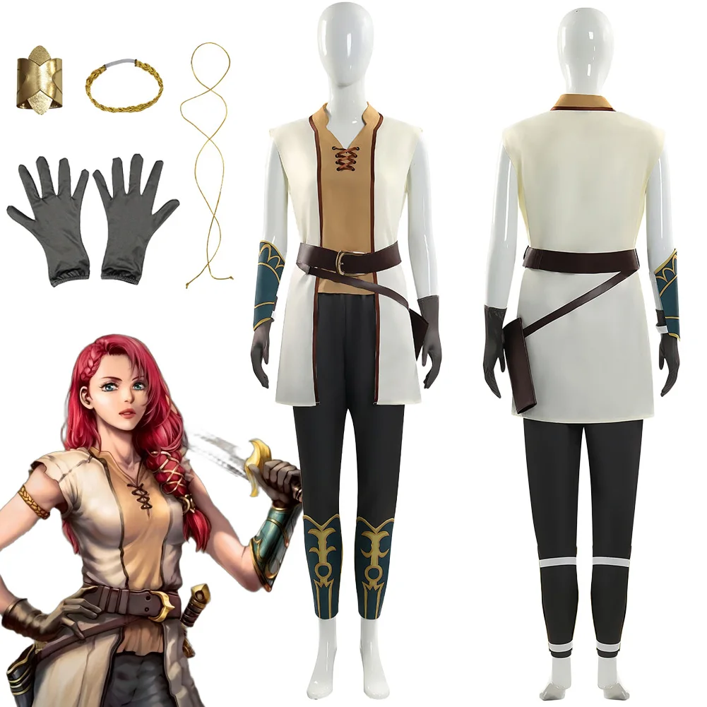 

2024 Cartoon Lorded Rings Cosplay Rohirrim Hera Top Pants Coat Clothing Party Roleplay Costume Outfits Halloween Suit For Women
