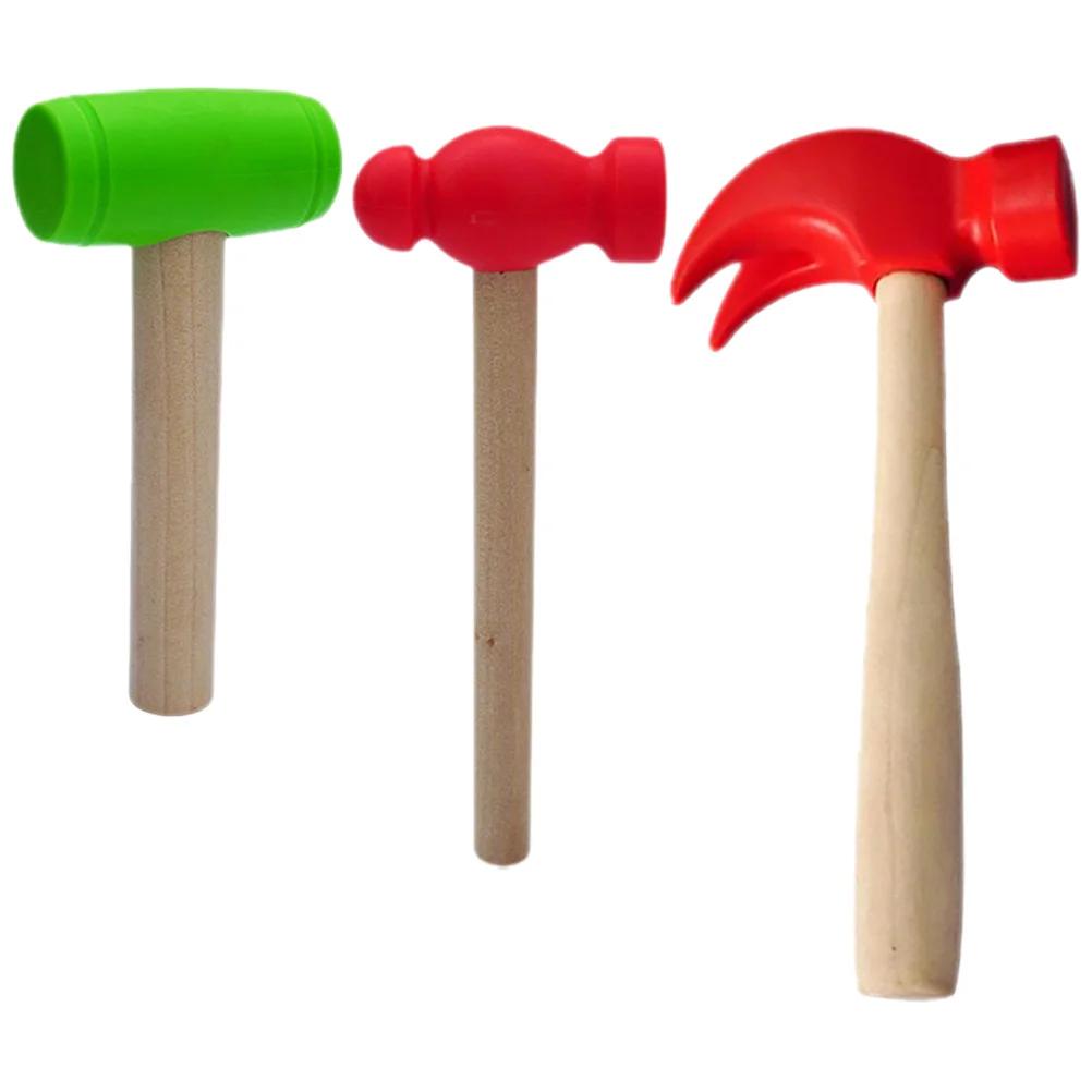 

3pcs Wooden Hammer For Kids Bright Color Pounding Mallet Pretend Play Hand Eye Coordination Development Baby Hitting Gavel Game