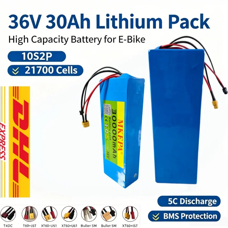 36V 30Ah 10S2P 21700 5C Li-ion Power Battery Pack Built-in BMS Replacement For Electric Motorcycle E-Bike Scooter