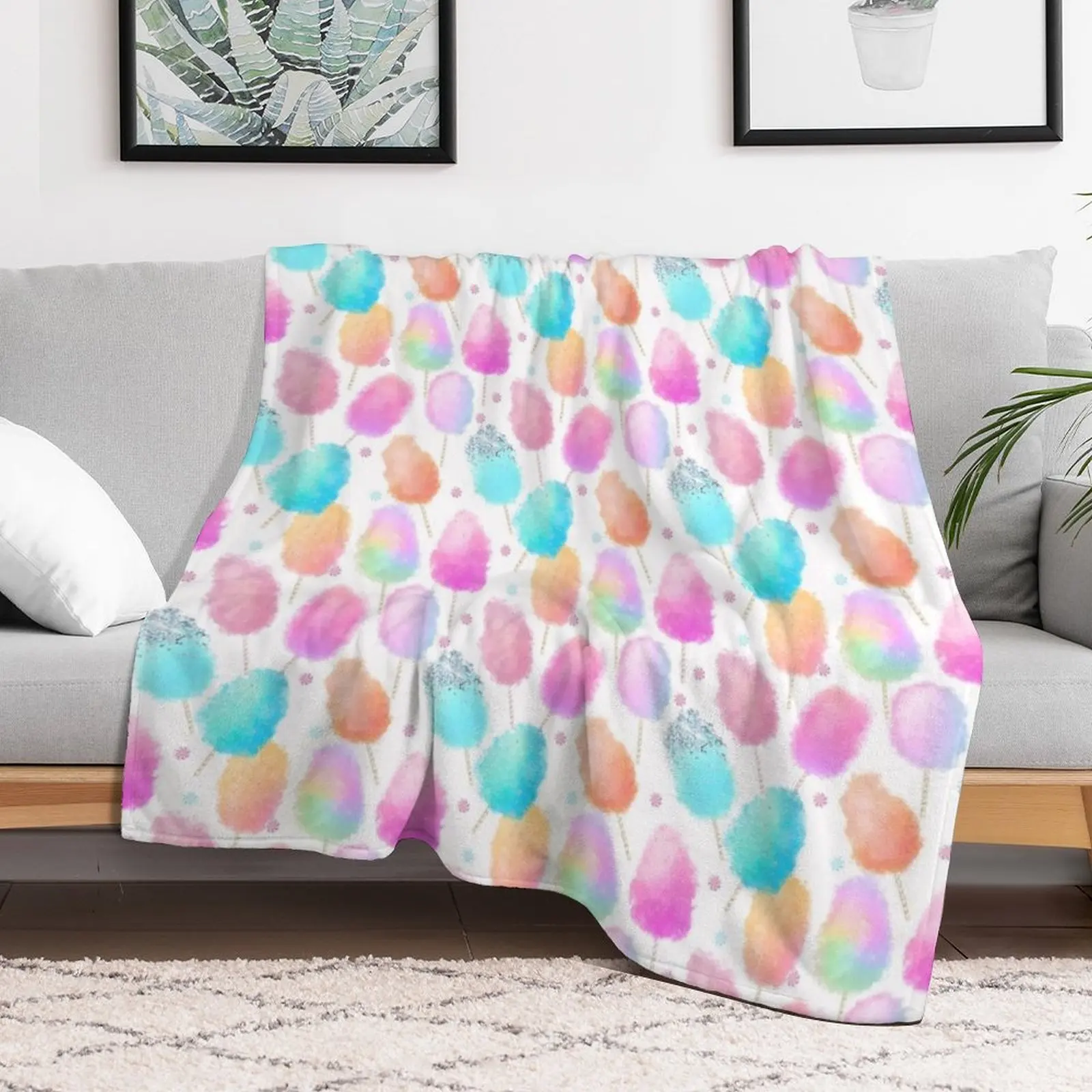 Cotton candy pattern Throw Blanket Soft Comfort Blanket for Reading Watching TV