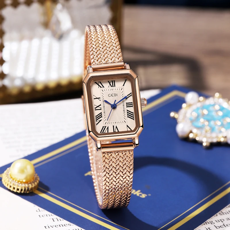 High-value second-hand women's watch retro Roman luxury watch classic square dial quartz watch