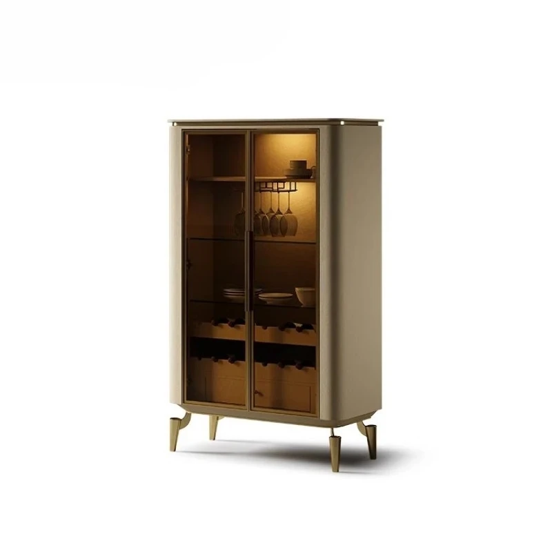 

Гостиная у стены Новый дизайнерский стеклянный двойной дверной светильник из нержавеющей стали, роскошный обеденный боковой шкаф