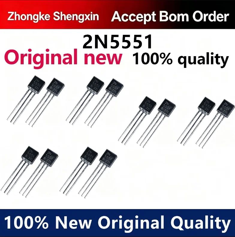 （5pcs-100pcs）Transistor 2N5551 0.6A/160V NPN PNP Low Power Transistor TO-92