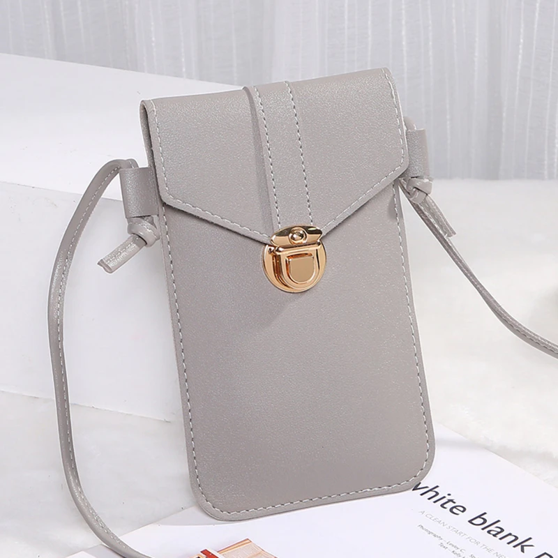 Fashion Women Bags PU Leather Touch Screen Cell Phone Wallets Hasp Crossbody Shoulder Strap Handbag For Female Simple Women Bags