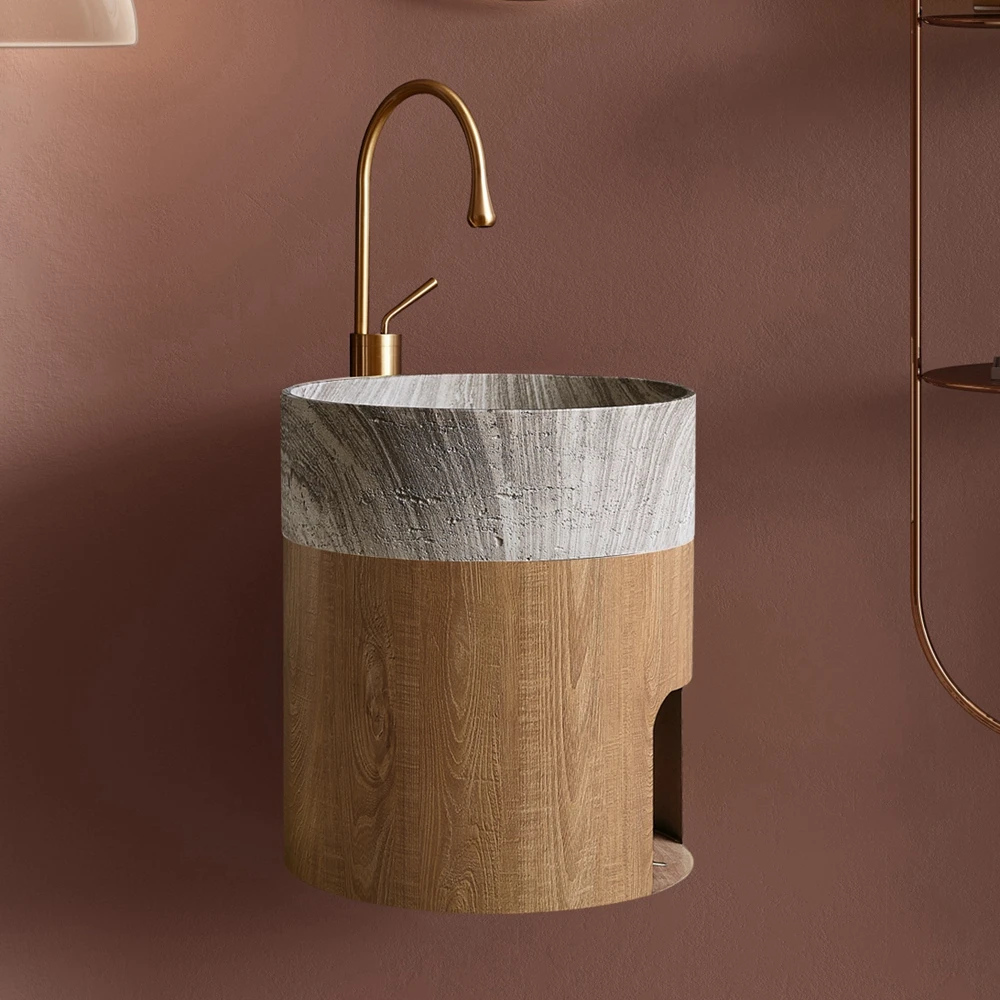 

Высококачественная круглая сантехническая раковина из нержавеющей стали с одним отверстием, настенная угловая раковина для ванной комнаты.