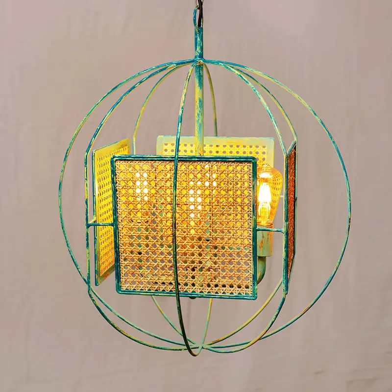 Country Pastoral Rattan Chandelier  Cafe Bar Creative Iron Art South East Asia Chandelier