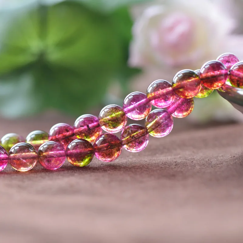 Grade AA Natural Clear Quartz Beads Dyed Rose Red and Green Watermelon color 6mm-14mm Smooth Polished Round 15 Inch Strand CQ15