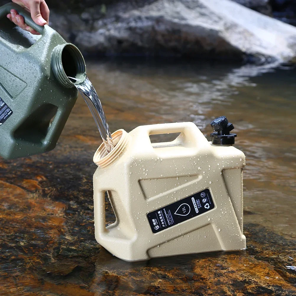 Camping Water Tank 12L Camping Water Container Large Capacity Car Driving Water Tank with Faucet for Hiking Cooking Supplies