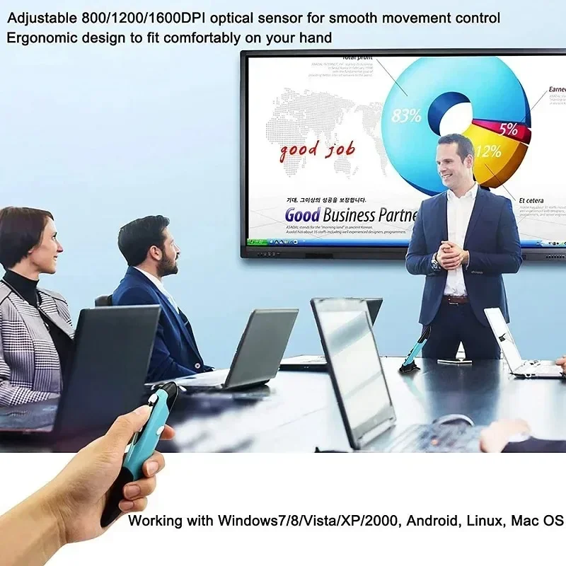 2.4G قلم ماوس لاسلكي إبداعي محمول باليد مستشعر بصري يعمل باللمس الذكي يمكن استخدامها لاجتماع كمبيوتر محمول PPT مع محول #4