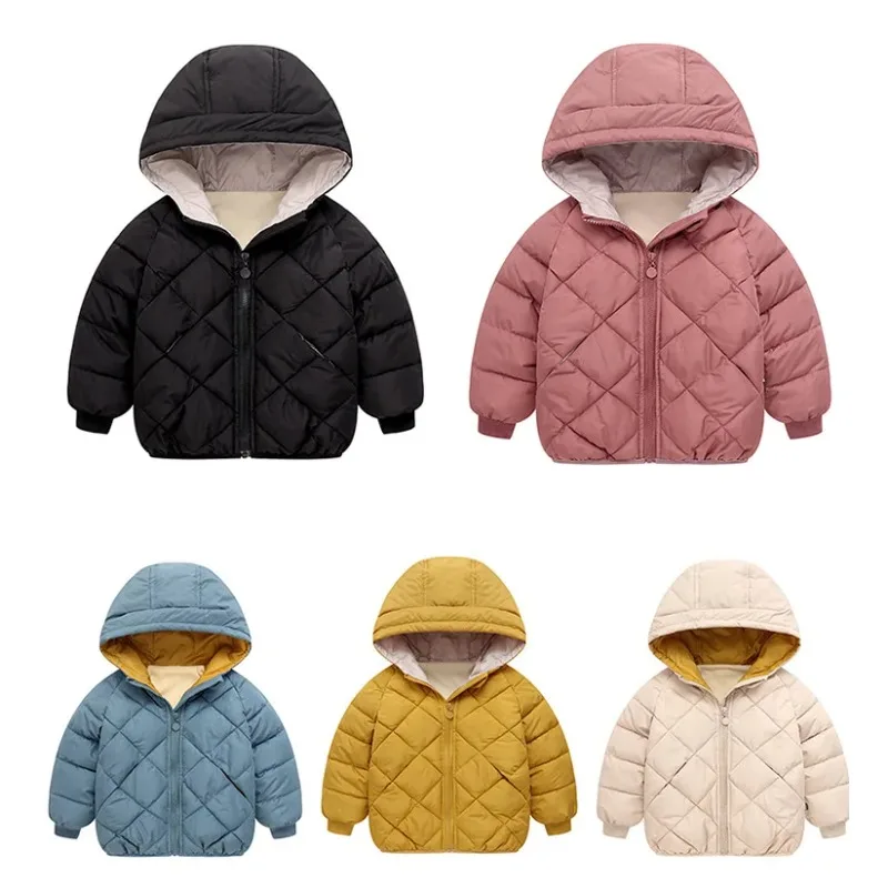 Autumn Winter New Children Down  Jacket Boys Girls Fashion Thick Warm Jacket Baby Hooded Warm Outwear Kids Cotton Coat 2-7 Year