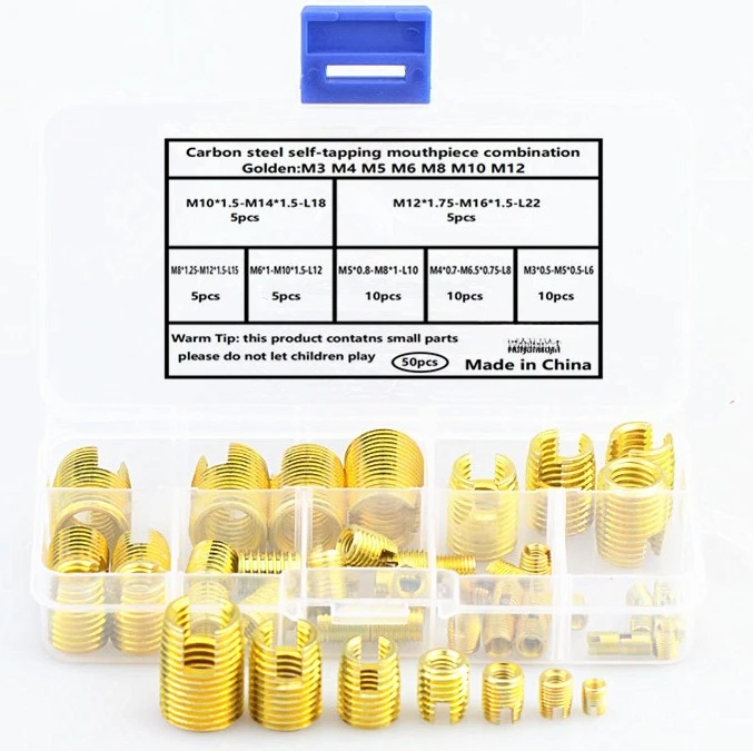 

50PCS 302 groove type carbon steel self tapping screw sleeve self tapping tooth sleeve integrated threaded insert