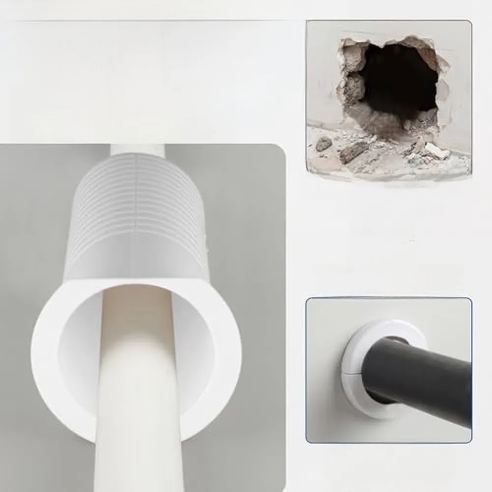 White Plastic Through-Wall Pipe Sleeve For Air Conditioner Drain Pipe And Wire Protection Easy Install Hole Cover 20.6cm