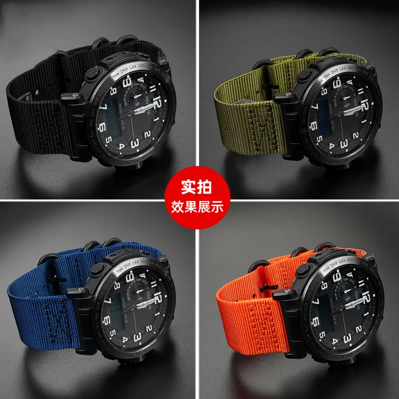 Nylon Watchband For Casio PROTREK Series PRW-6600 PRG-600Y PRG-650 PRG-600 Waterproof Sports 24mm Nylon canvas Strap