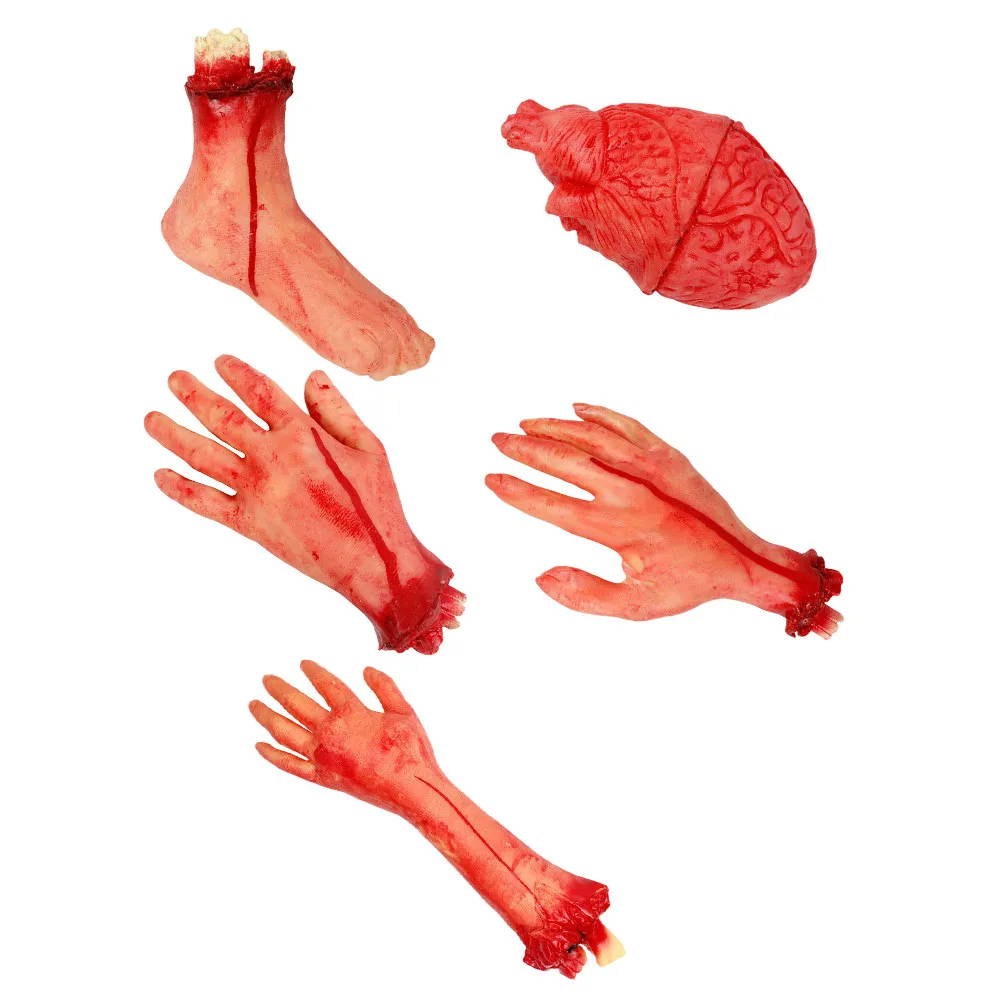 

5Pcs Broken Hands Halloween Prank Prop Fake Body Parts Horror Hands Decoration Scary Accessories for Haunted House Terror Scene
