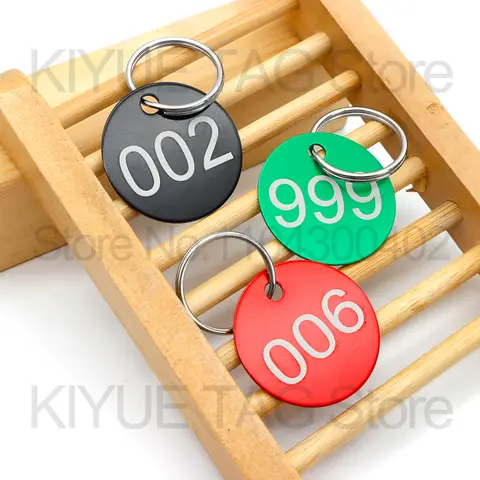 Customized 0-200 Digits Round Aluminum Tag Engraved Anti-lost Keyring Identification Plate Keychain Accessories