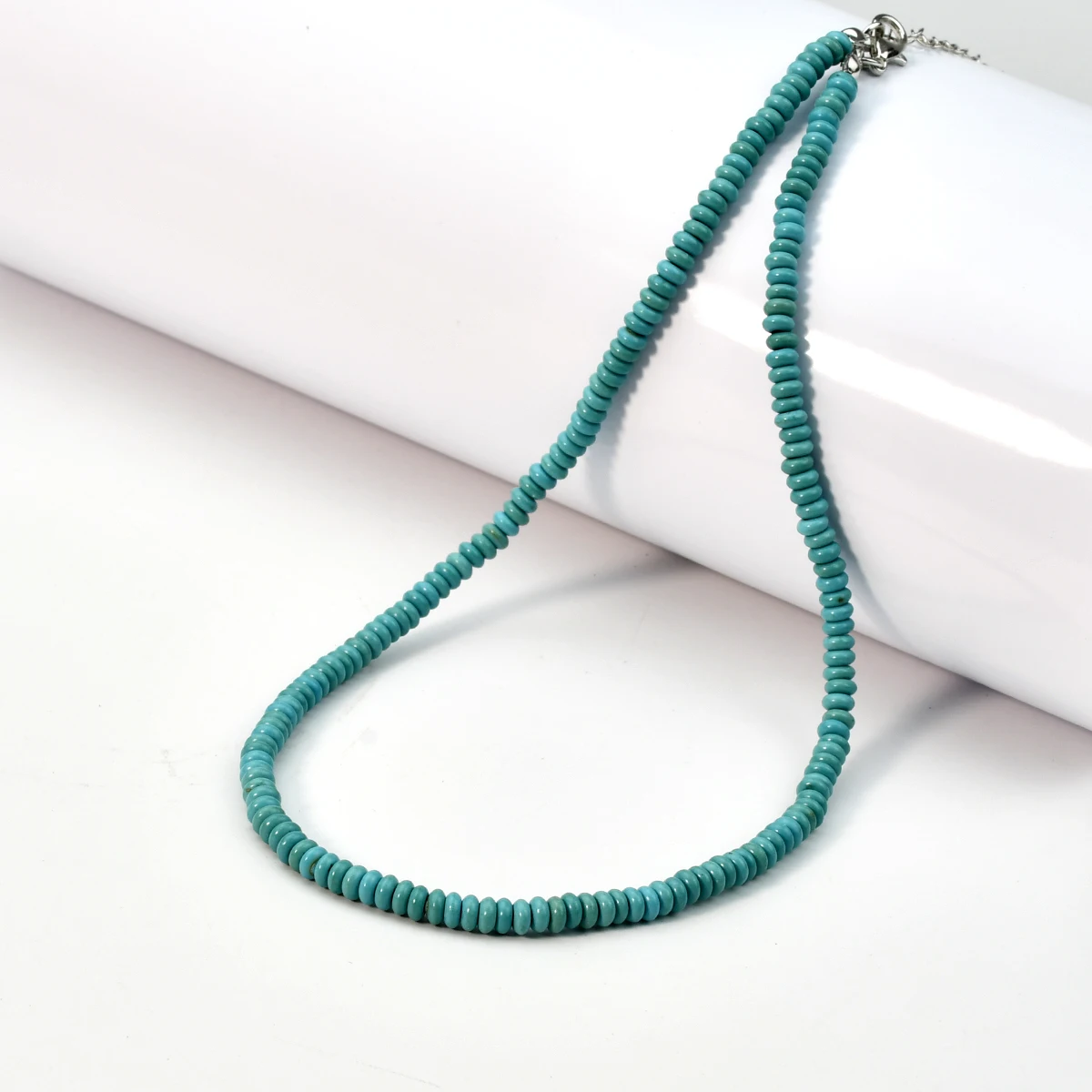 Vintage Natural Blue Turquoise Round Bead Necklace Bohemian Women\'s Design Choker Chain Handmade Jewelry Accessories