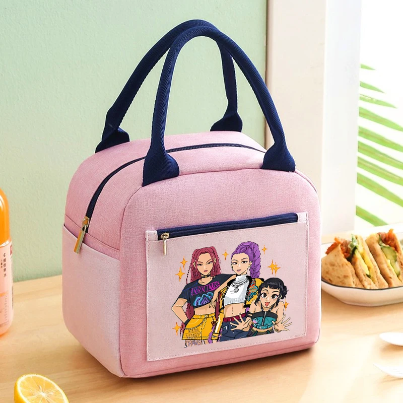 K البوب شيطان الصيادين الغداء حقيبة لطيف الكرتون الغداء أكياس الأطفال Kawaii المطبوعة الغذاء العزل أكياس الفتيات حقائب اليد سعة كبيرة