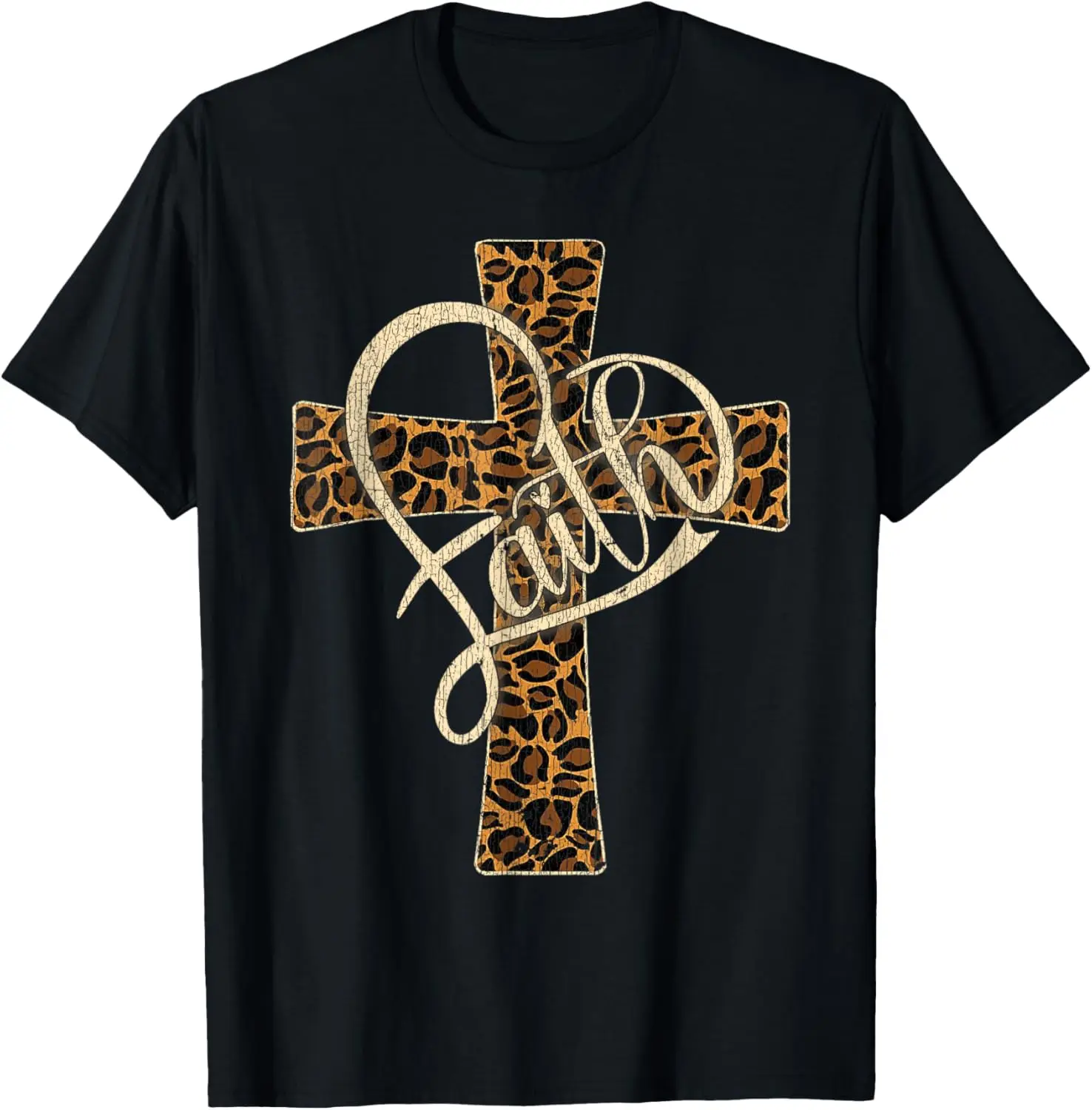 

Vintage Faith Christian Men Womens Leopard Cheetah Print T-Shirt