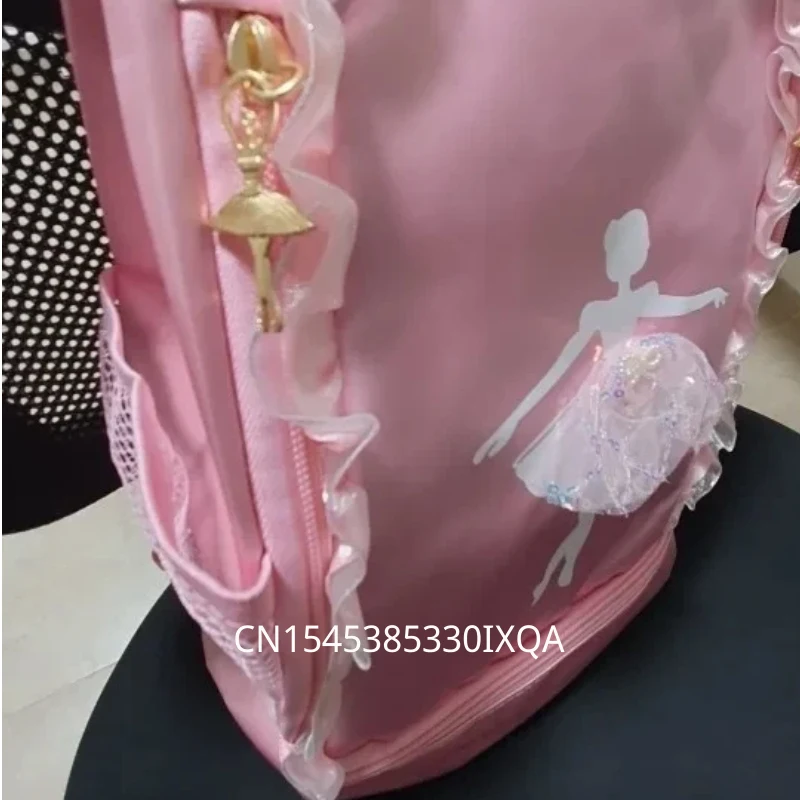 Girls Ballet Dance Backpack Kids School Bag with Lace Ballerina Handbag Shoulder Storage Bag for Dance Students