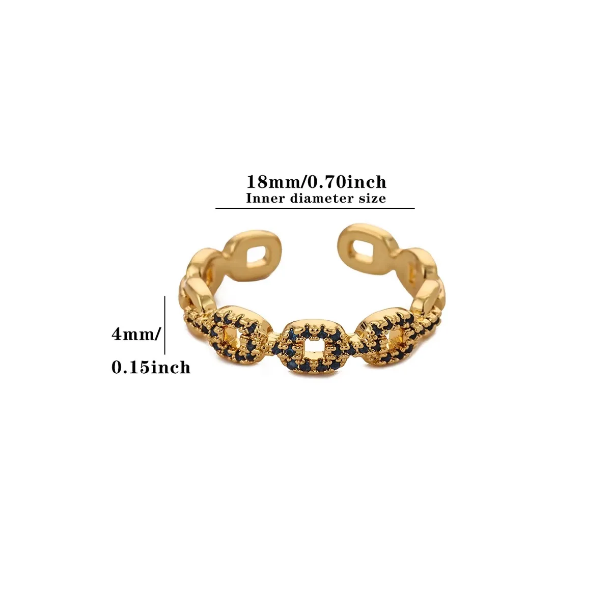 Women's Adjustable Zircon Star Moon Ring, Gold Color