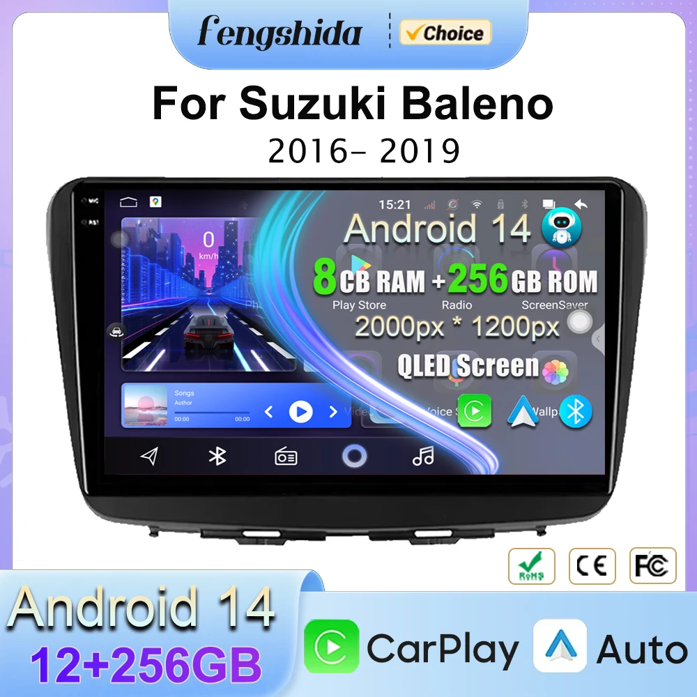 Car For Suzuki Baleno 2016- 2019 Android 14 5G Full Netcom Car Radio Multimedia Player 2K Touch Screen GPS Navigation Head Unit