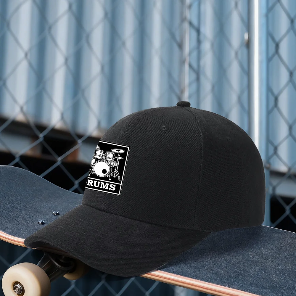 Gorra Ajustable Gris Verdosa con Estampado de Batería de Rock, Estilo Deportivo para Hombre y Mujer Un Gi Ideal