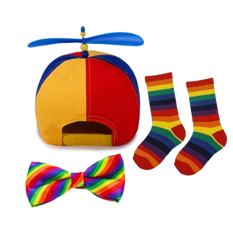 

Boys Girls Carnival Propeller Baseball Caps with Bow Tie+Sock for Taking Photos