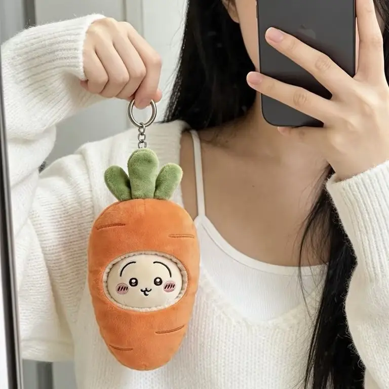 Cute Usagi Carrot Costume Plush Keychain Bag Charm Kawaii Japanese Healing Gift for Boys Girls Fans Cartoon Plush Toy