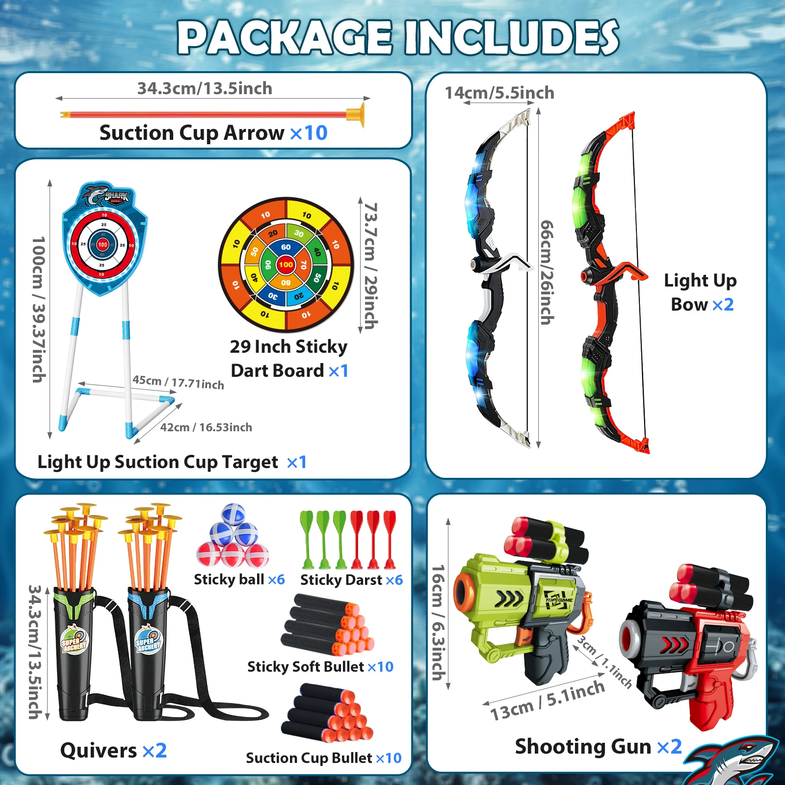 VATOS Nachtlicht Bogen Pfeil Pistolen Spielzeug Für Kinder Bogenschießen Stehen Ziel Bord Indoor Outdoor Spiel Spielzeug Jungen Mädchen Weihnachten geschenk
