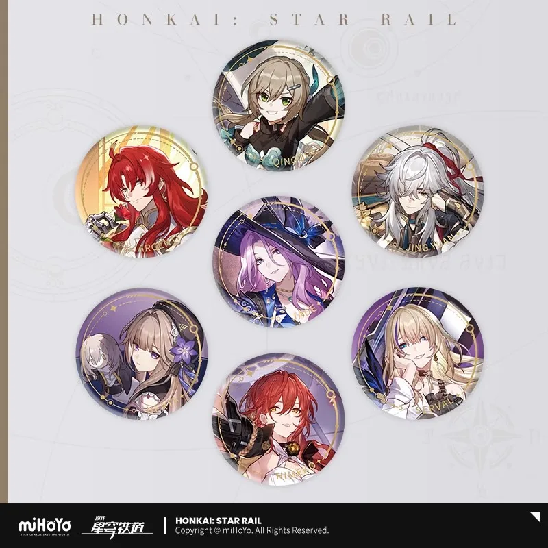 

Presale Game Honkai: Star Rail Official Merchandise Erudition Paths Tinplate Badge Argenti Qingque Jing Yuan Serval Herta Himeko