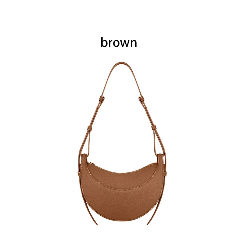 Franse Niche Design Schoudertas met enkel schouderband Halvemaanvormige tas Y2k Dames Echt Lederen Halvemaanvormige tas