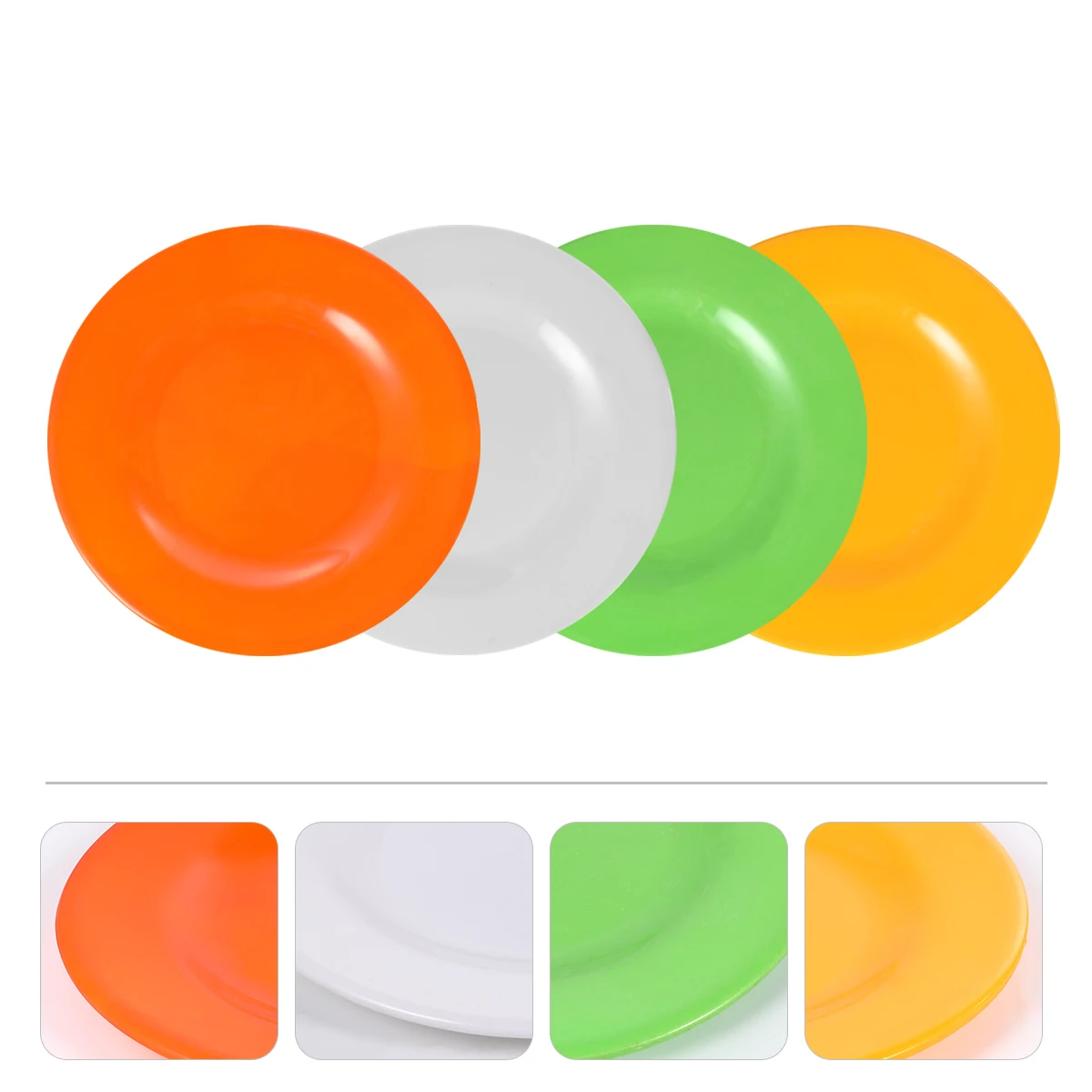 

4pc Kitchen Round Plates Melamine Food Safe Flat Party Plate Heat Resistant Scratch Proof Dining Home Plates Set